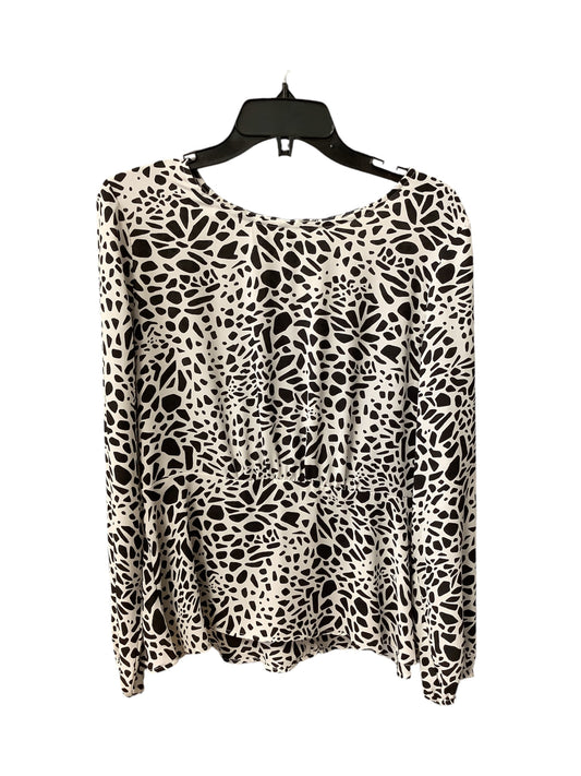 Top Long Sleeve By Loft In White Black, Size: 4