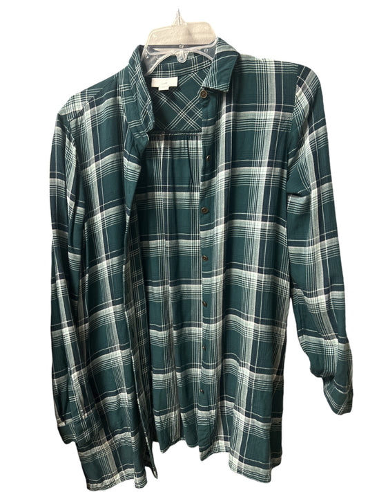 Top Long Sleeve By J. Jill In Plaid Pattern, Size: Xs