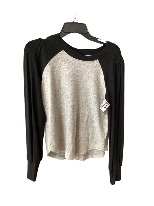 Top Long Sleeve Basic By Evereve In Black & Grey, Size: S