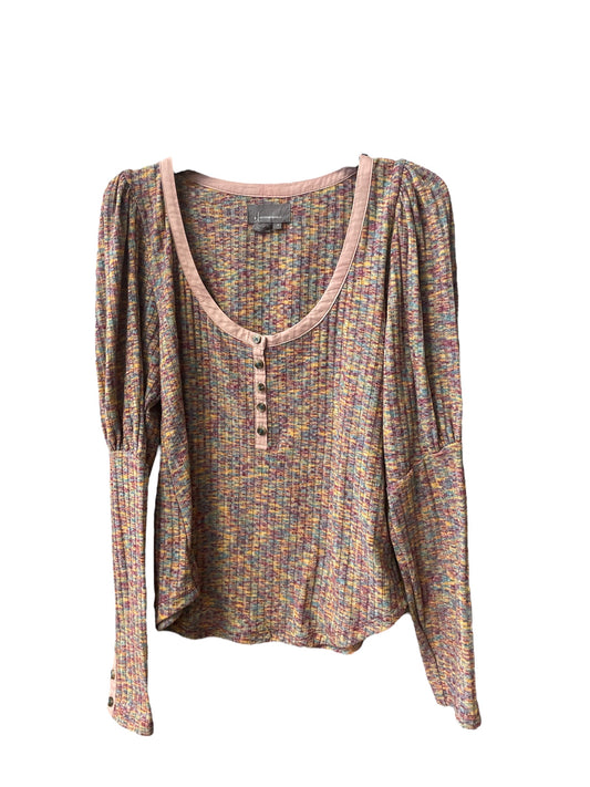 Top Long Sleeve By Anthropologie In Pink, Size: M