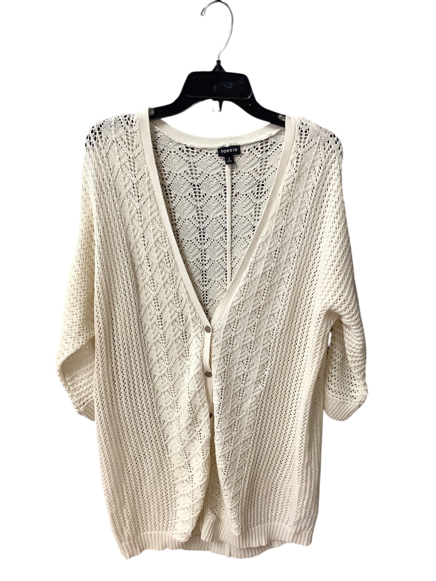 Sweater Cardigan By Torrid In White, Size: 2x