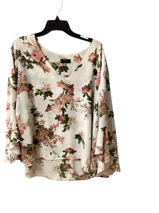 Top Long Sleeve By T Tahari In Floral Print, Size: 2x