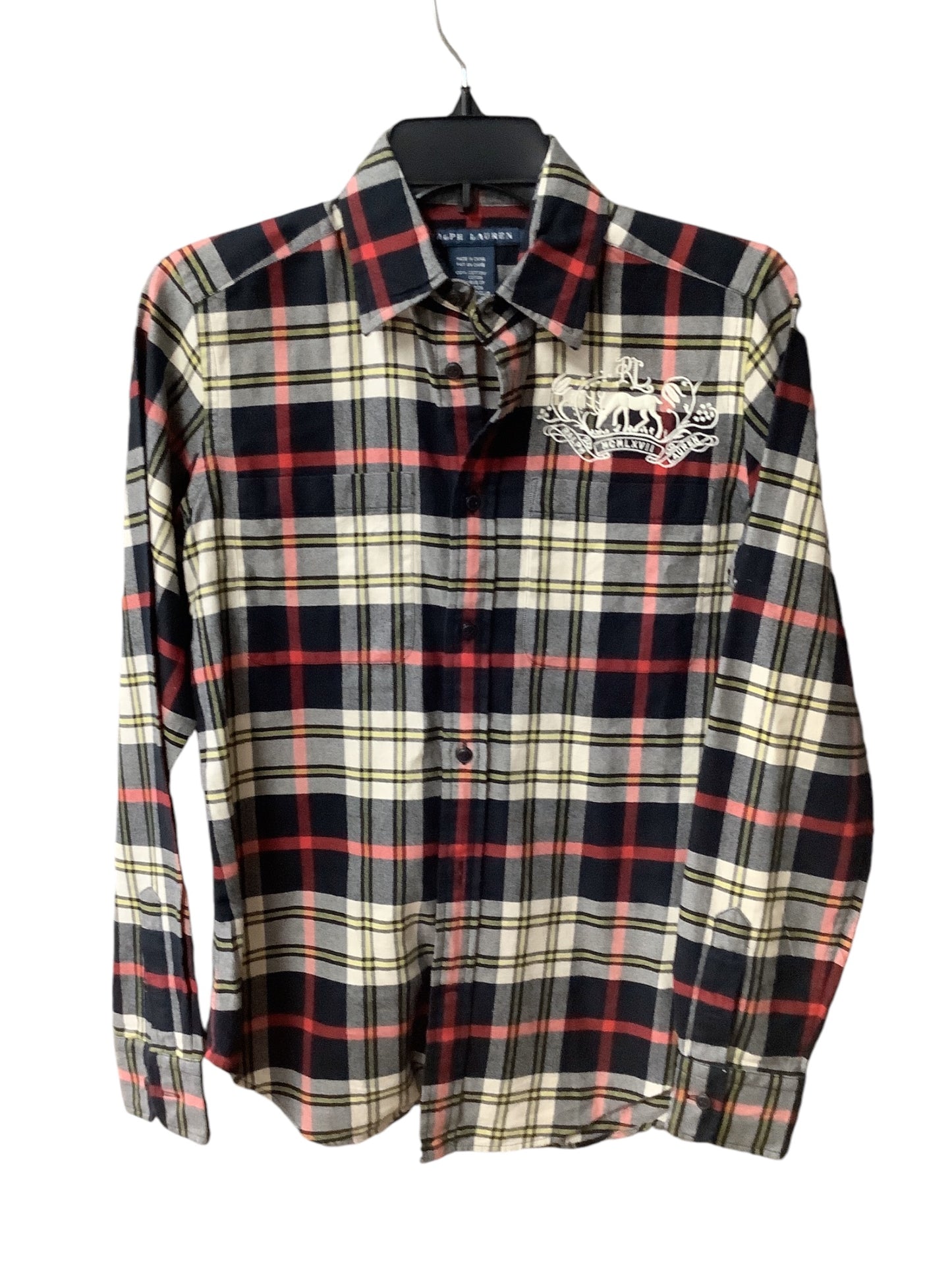 Top Long Sleeve By Ralph Lauren In Plaid Pattern, Size: S