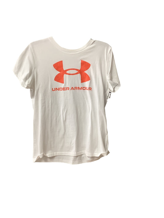 Athletic Top Short Sleeve By Under Armour In White, Size: M