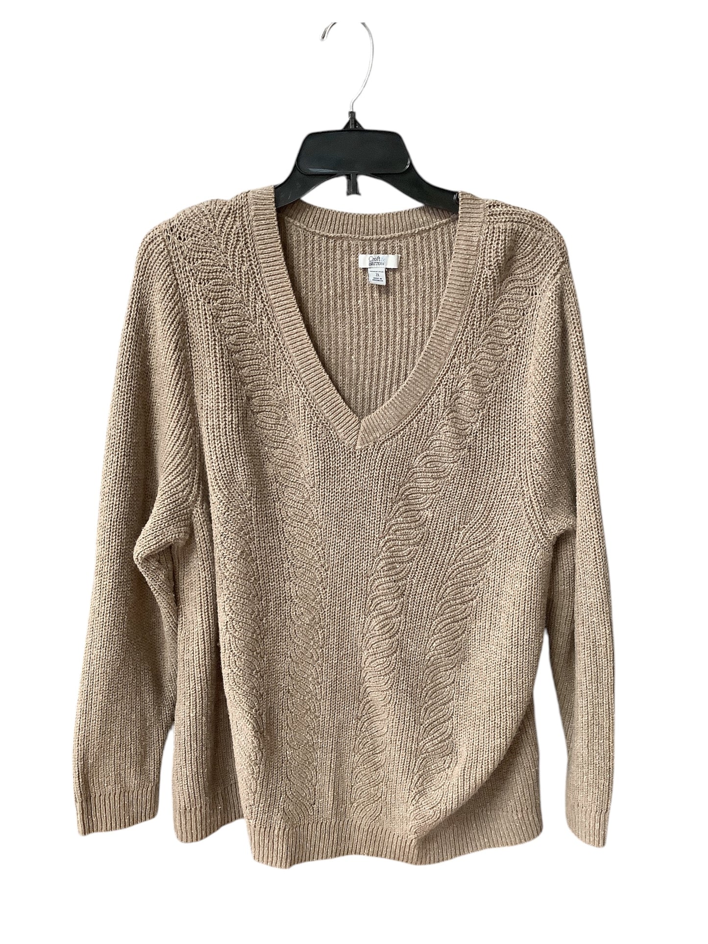 Sweater By Croft And Barrow In Taupe, Size: 2x