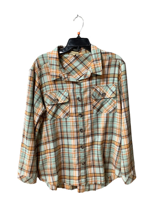 Top Long Sleeve By Democracy In Plaid Pattern, Size: M