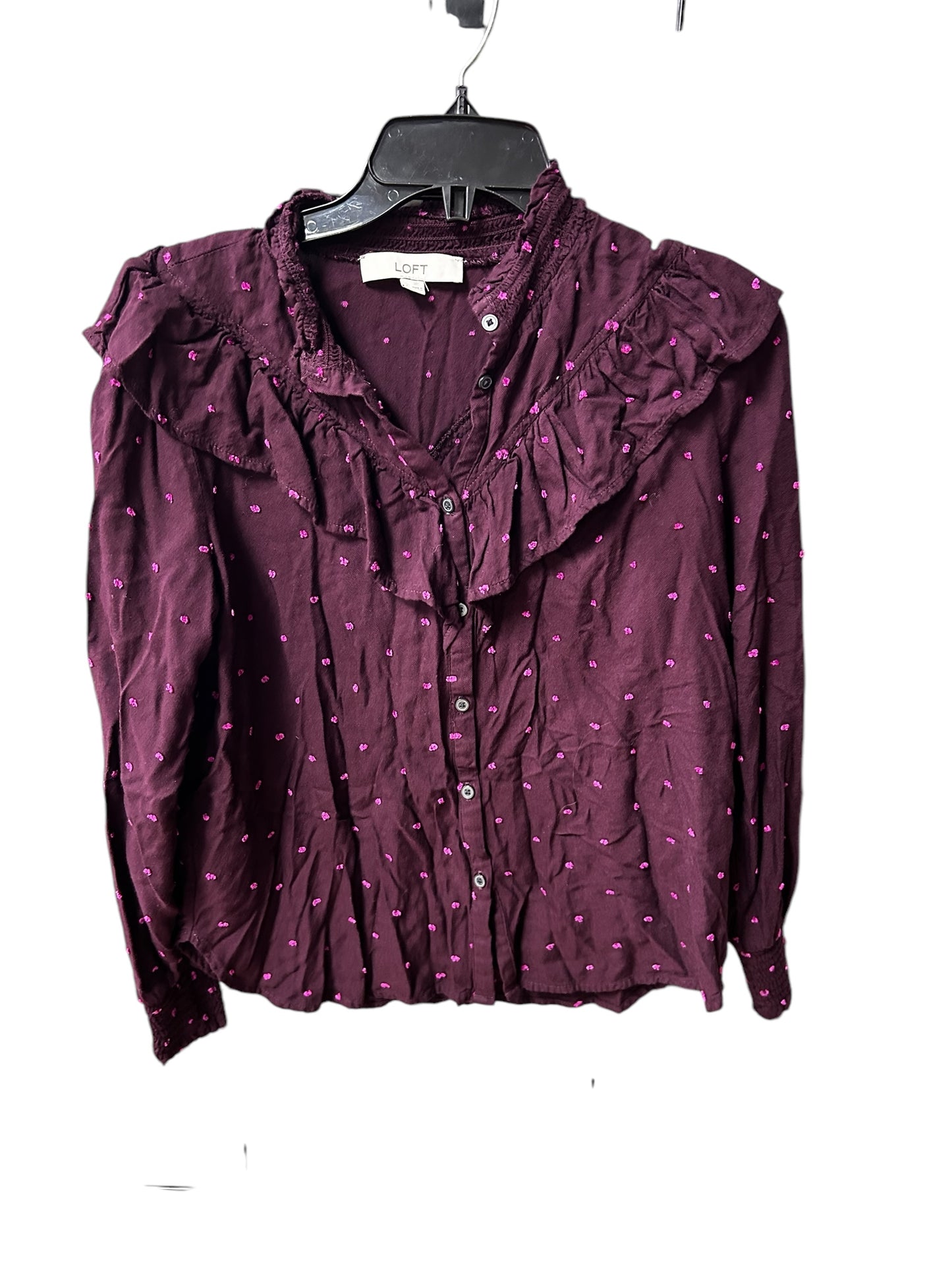 Top Long Sleeve By Loft In Purple, Size: S