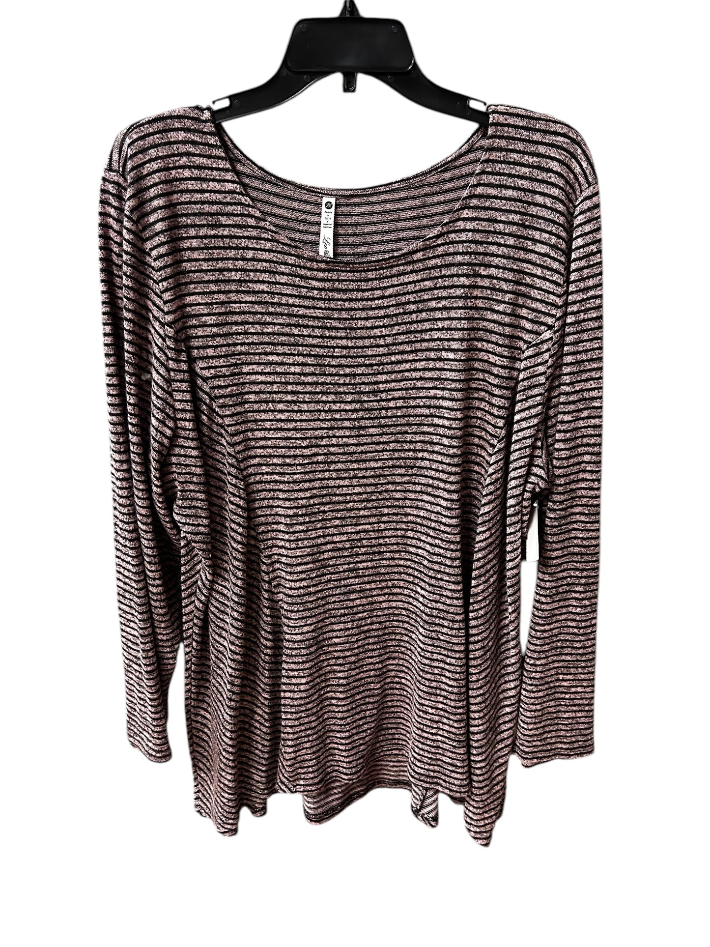 Top Long Sleeve Basic By Leo And Nicole In Striped Pattern, Size: 2x