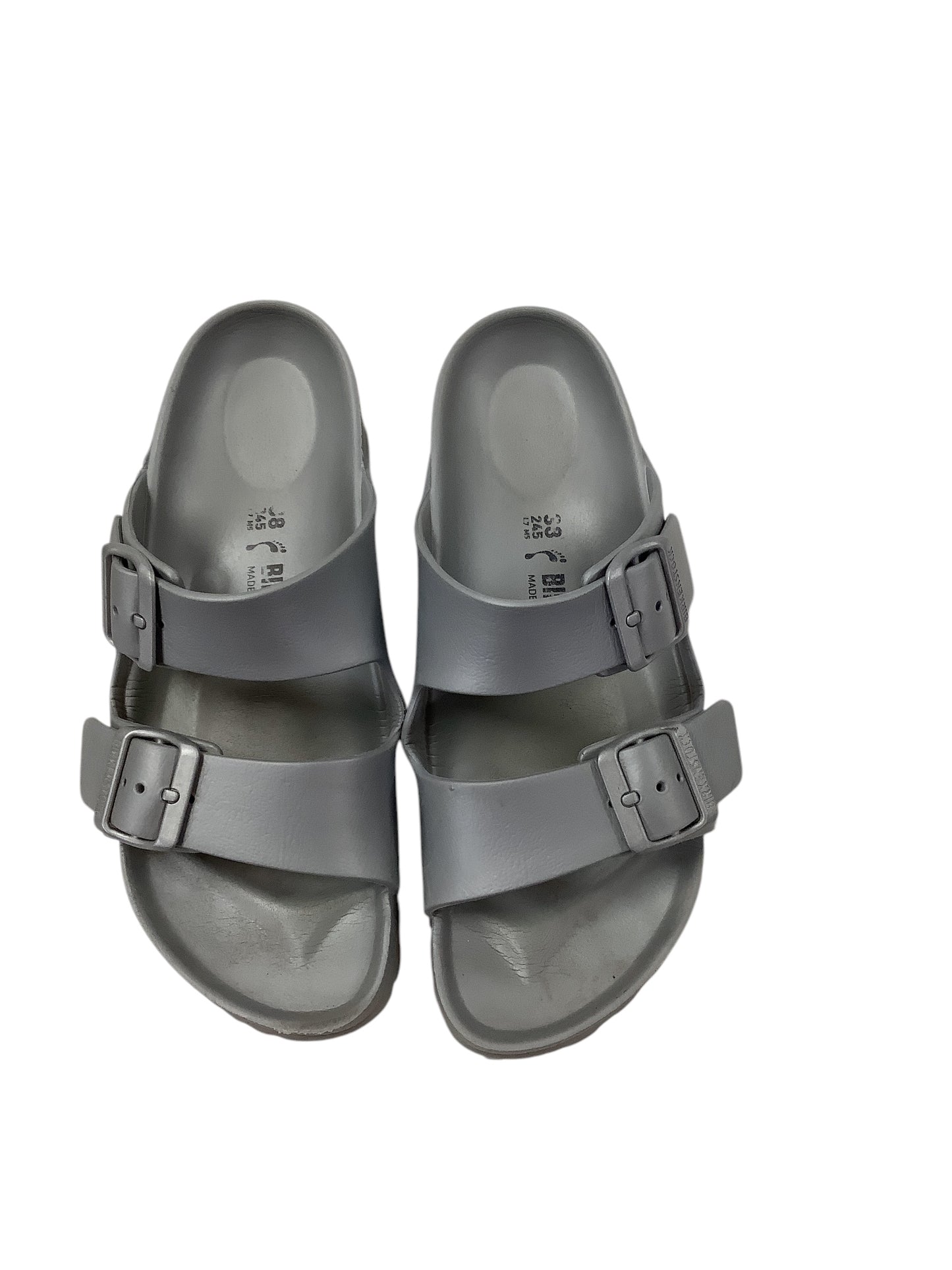 Sandals Flats By Birkenstock In Grey, Size: 7