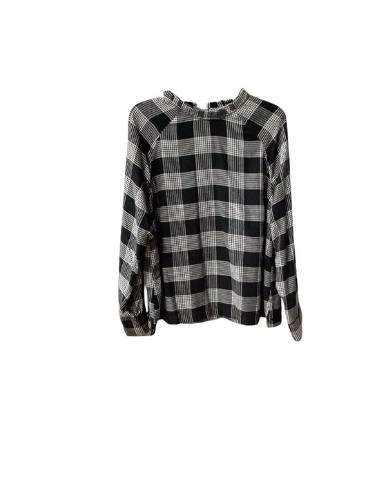 Top Long Sleeve By Loft In Plaid Pattern, Size: L