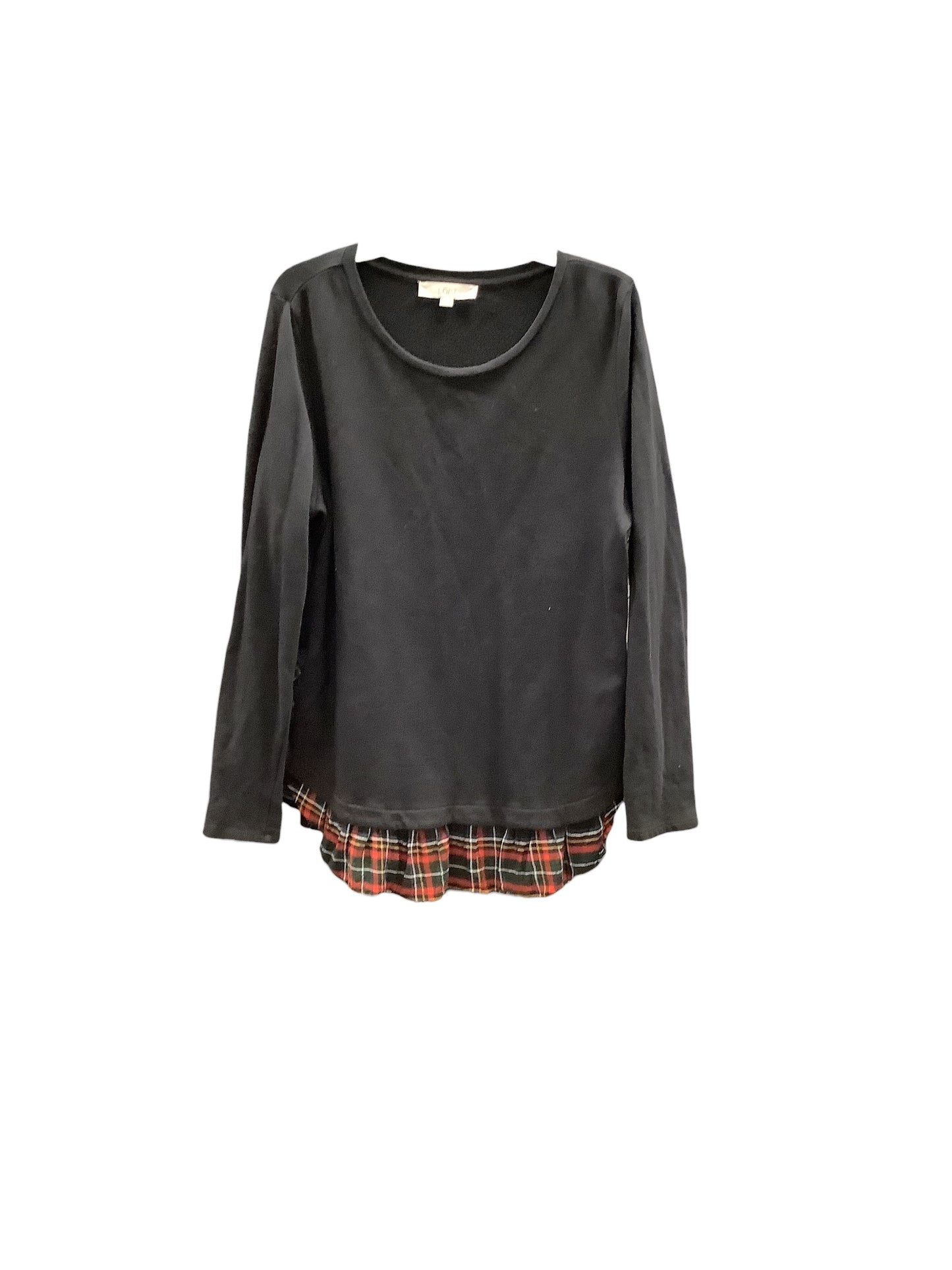 Tunic Long Sleeve By Loft In Black, Size: L