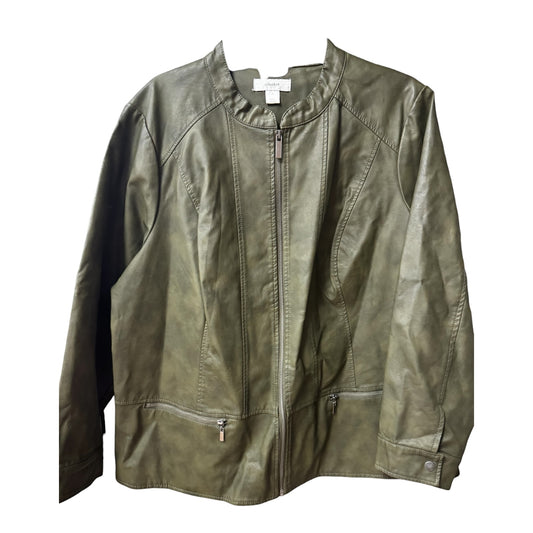 Jacket Moto By Cj Banks In Green, Size: 2x