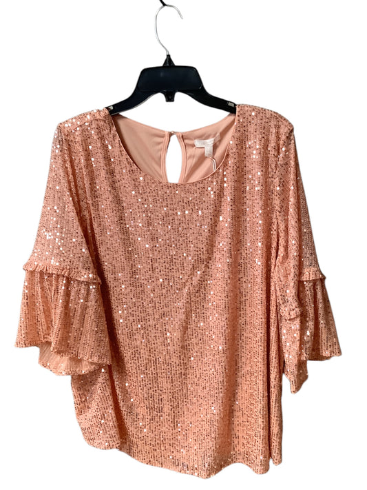 Top 3/4 Sleeve By Lc Lauren Conrad In Rose Gold, Size: Xxl