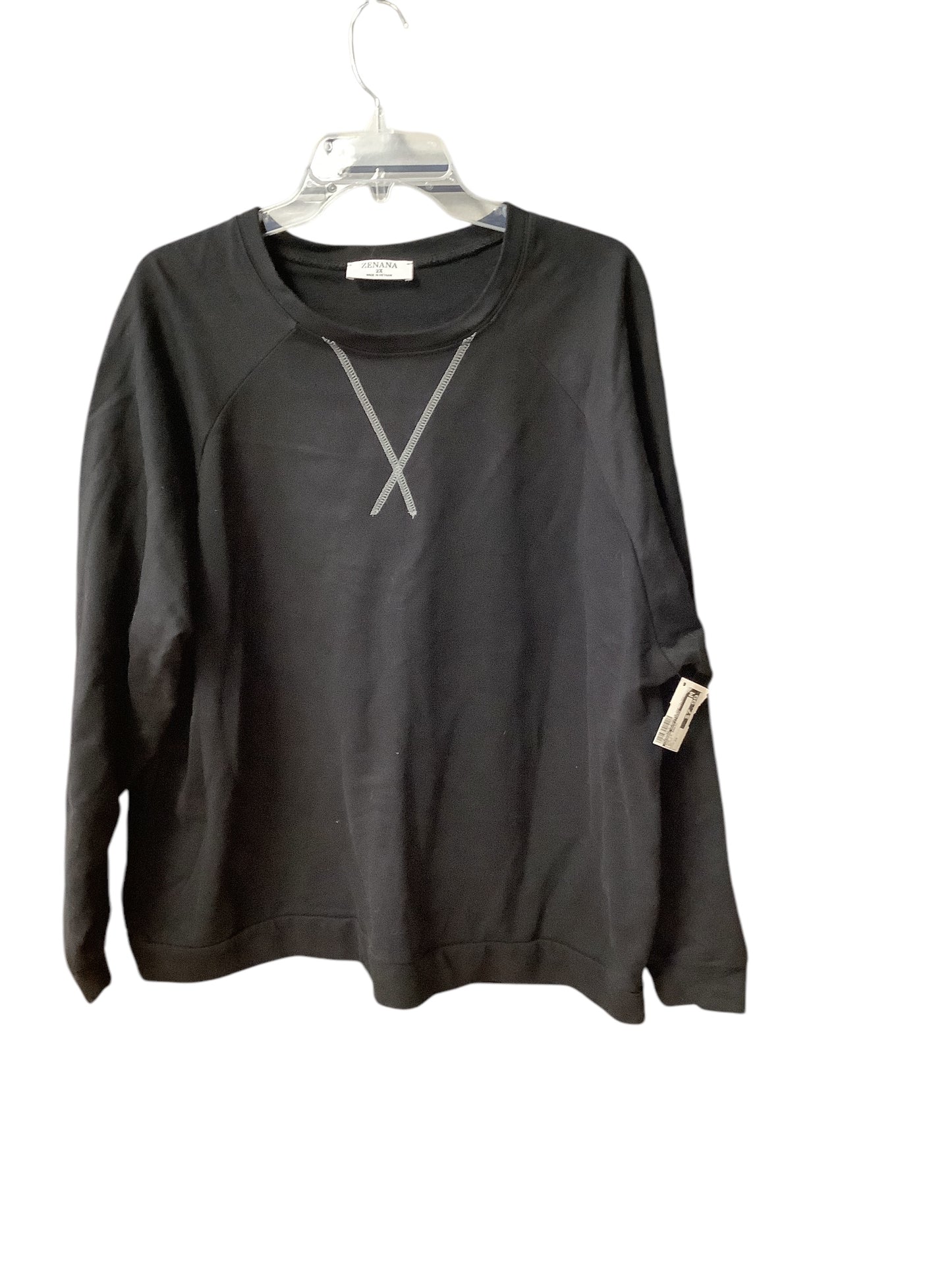 Top Long Sleeve Basic By Zenana Outfitters In Black, Size: 2x