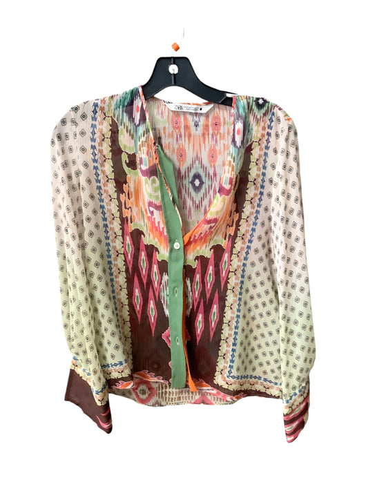 Top Long Sleeve By Zara In Multi-colored, Size: Xs