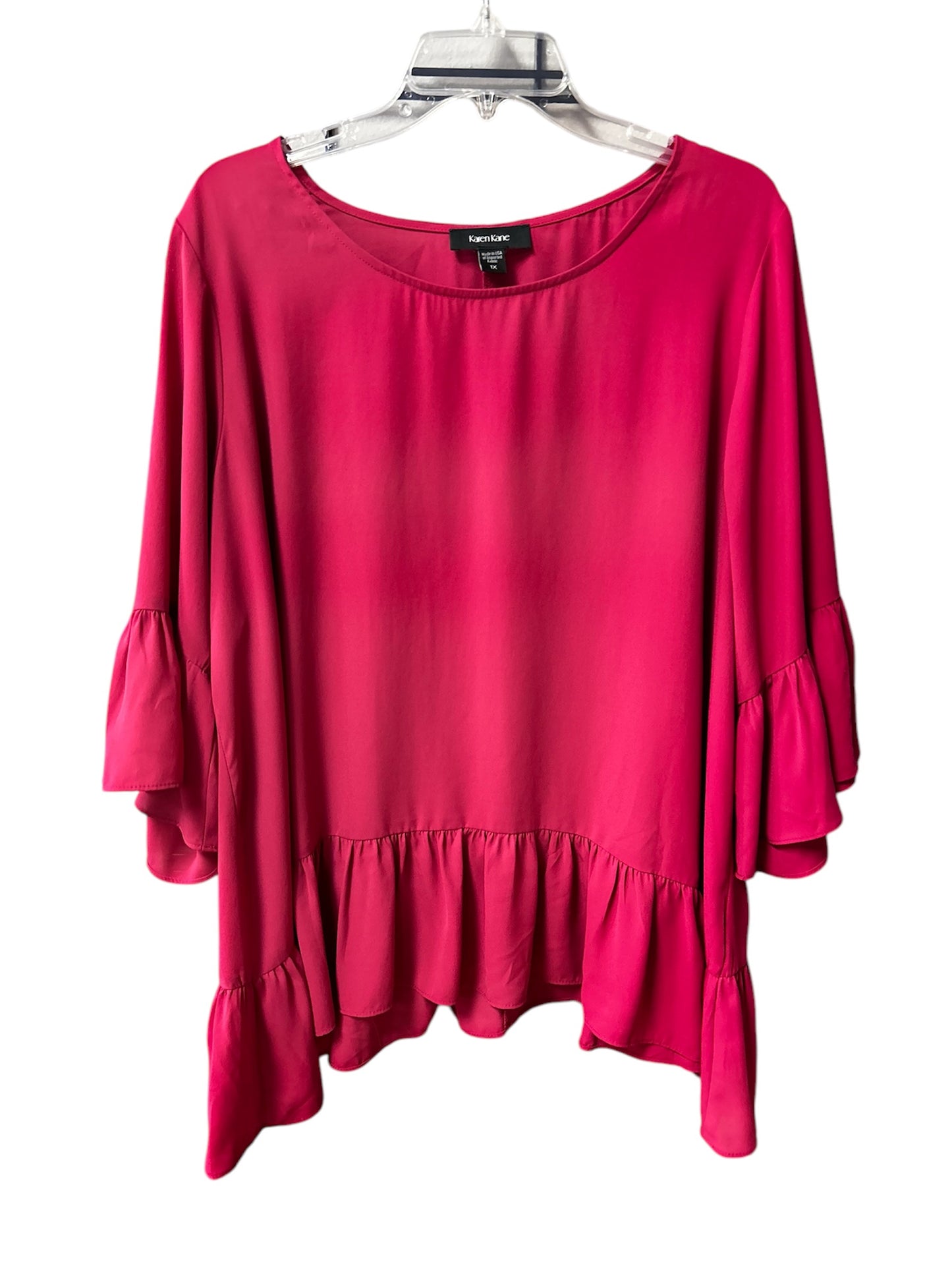 Top 3/4 Sleeve By Karen Kane In Pink, Size: 1x