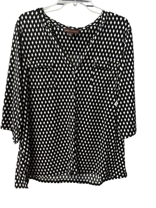 Top 3/4 Sleeve By Dana Buchman In Black & White, Size: Xl