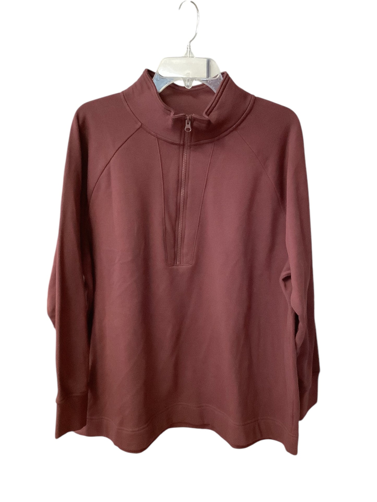 Top Long Sleeve By Terra & Sky In Burgundy, Size: 18