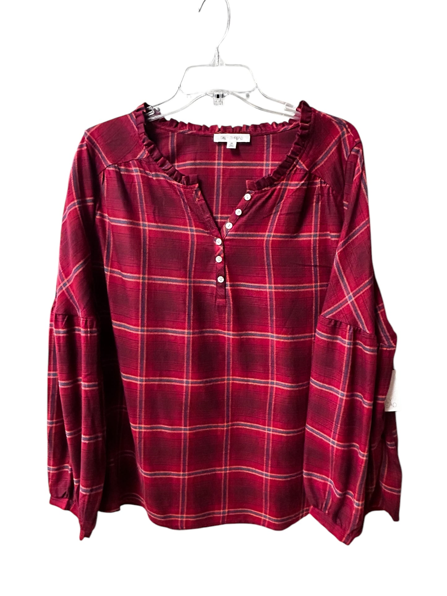 Top Long Sleeve By Clothes Mentor In Plaid, Size: 22