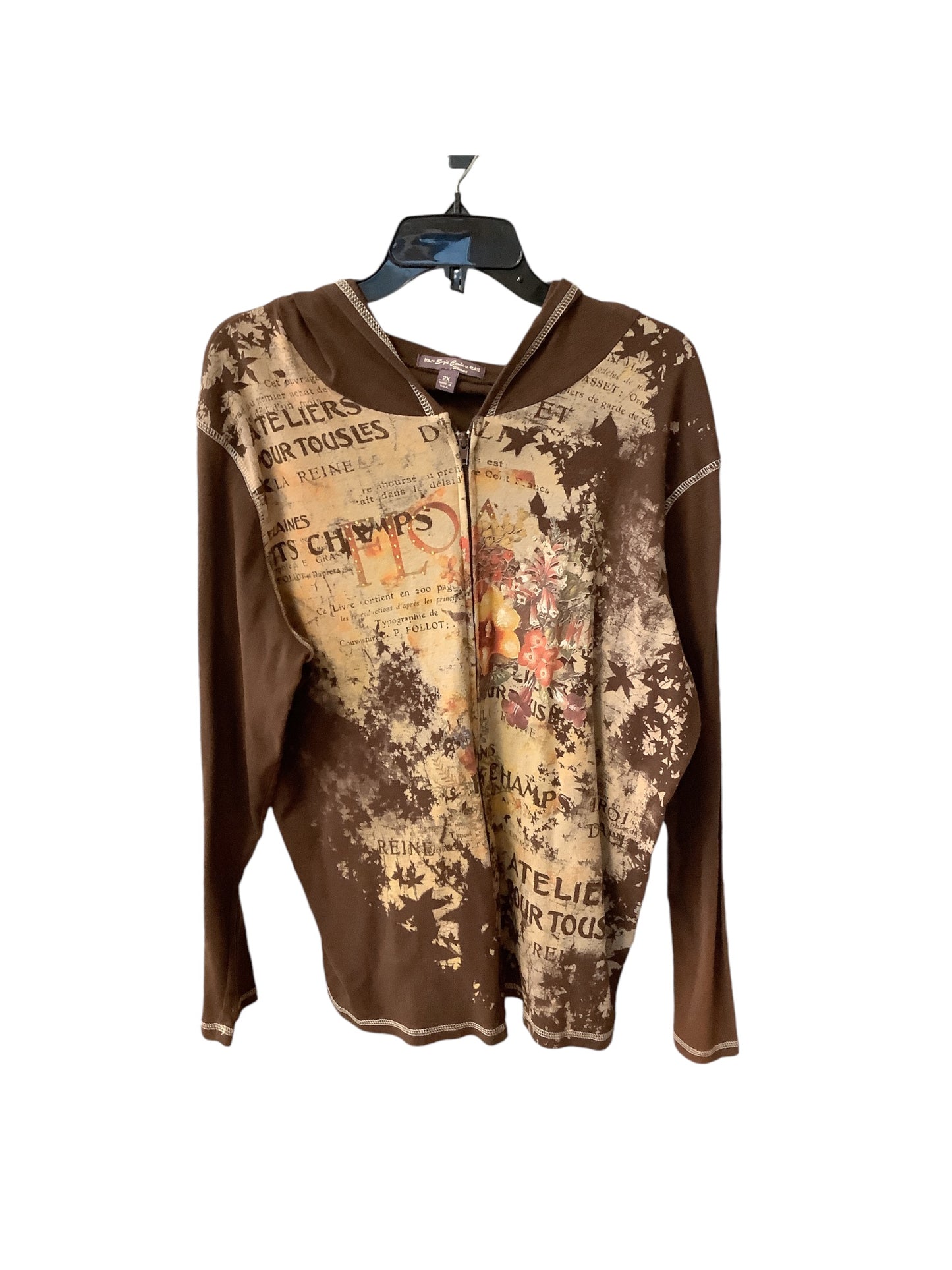 Top Long Sleeve By Clothes Mentor In Brown, Size: 2x