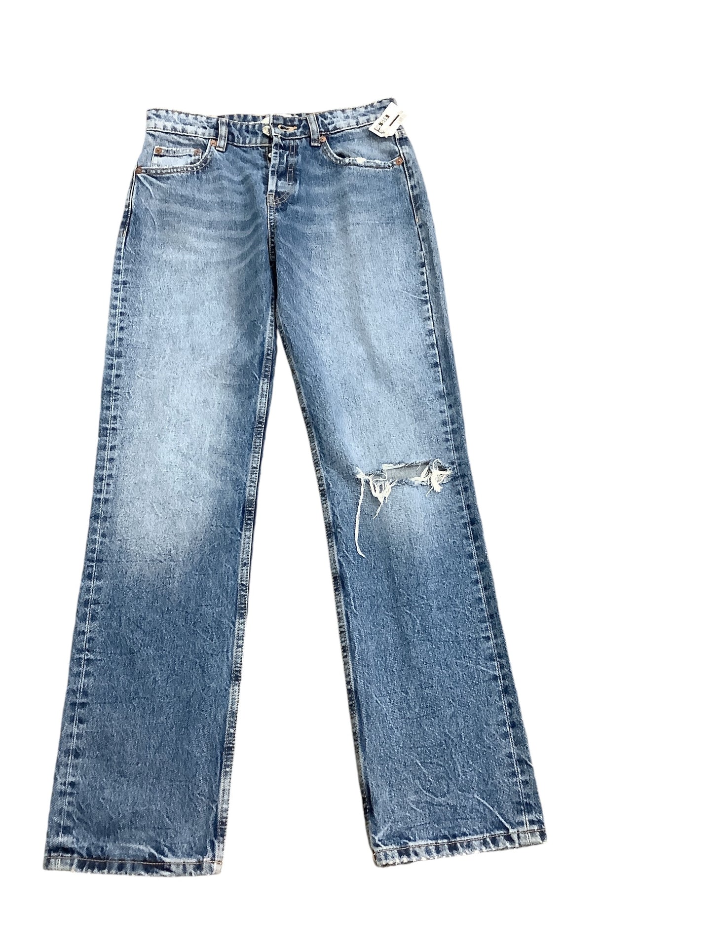 Jeans Straight By Zara In Blue Denim, Size: 4