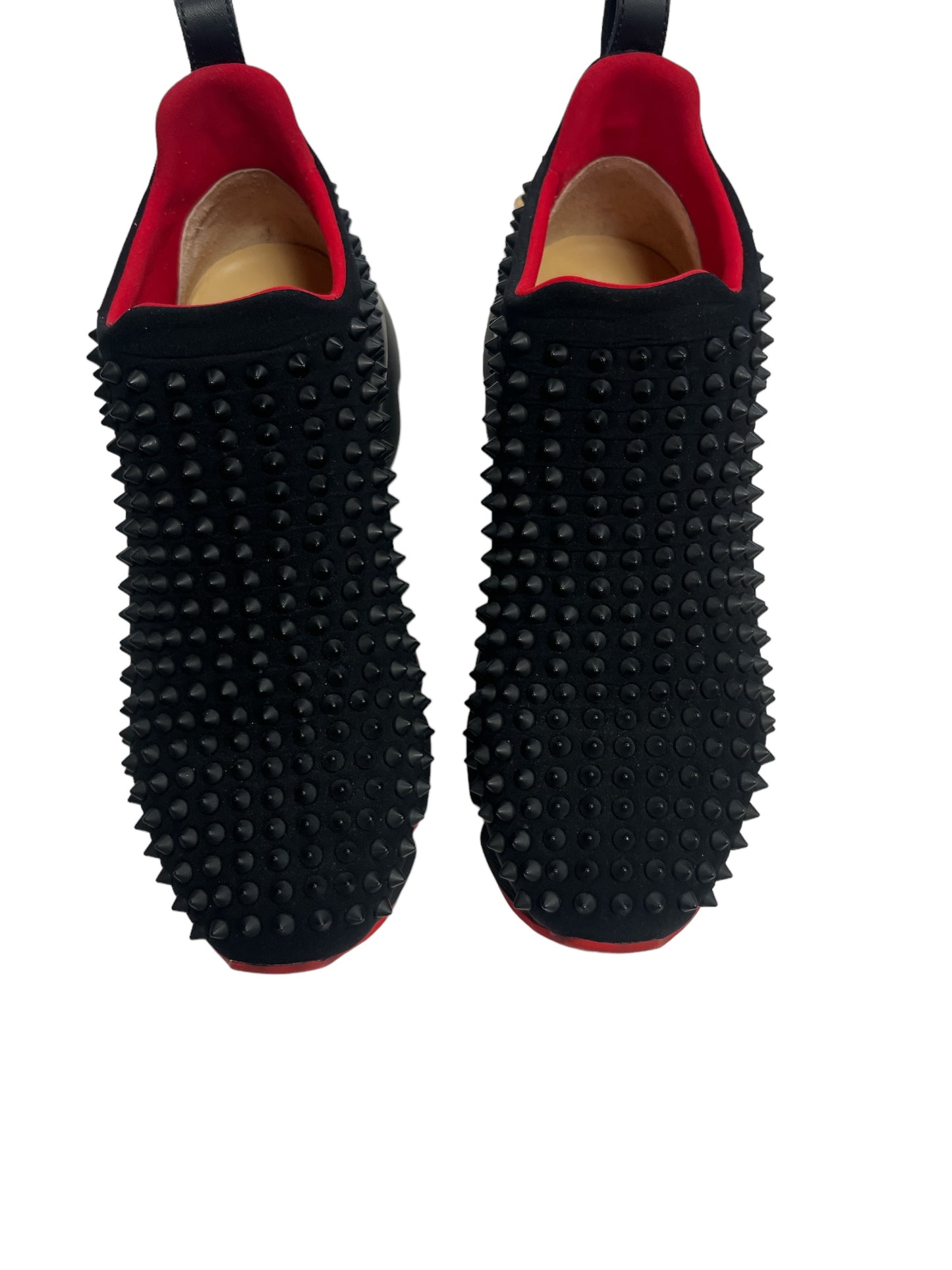 Shoes Luxury Designer By Christian Louboutin In Black & Red, Size: 9