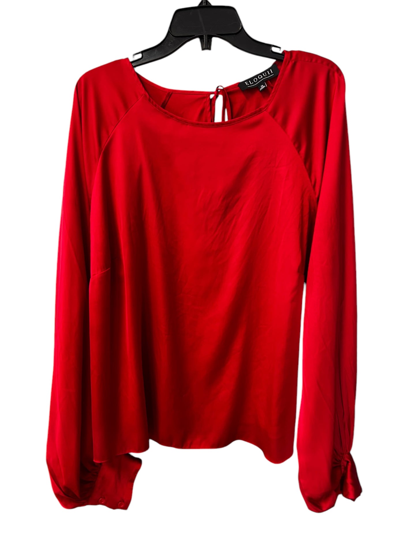 Top Long Sleeve Basic By Eloquii In Red, Size: 1x