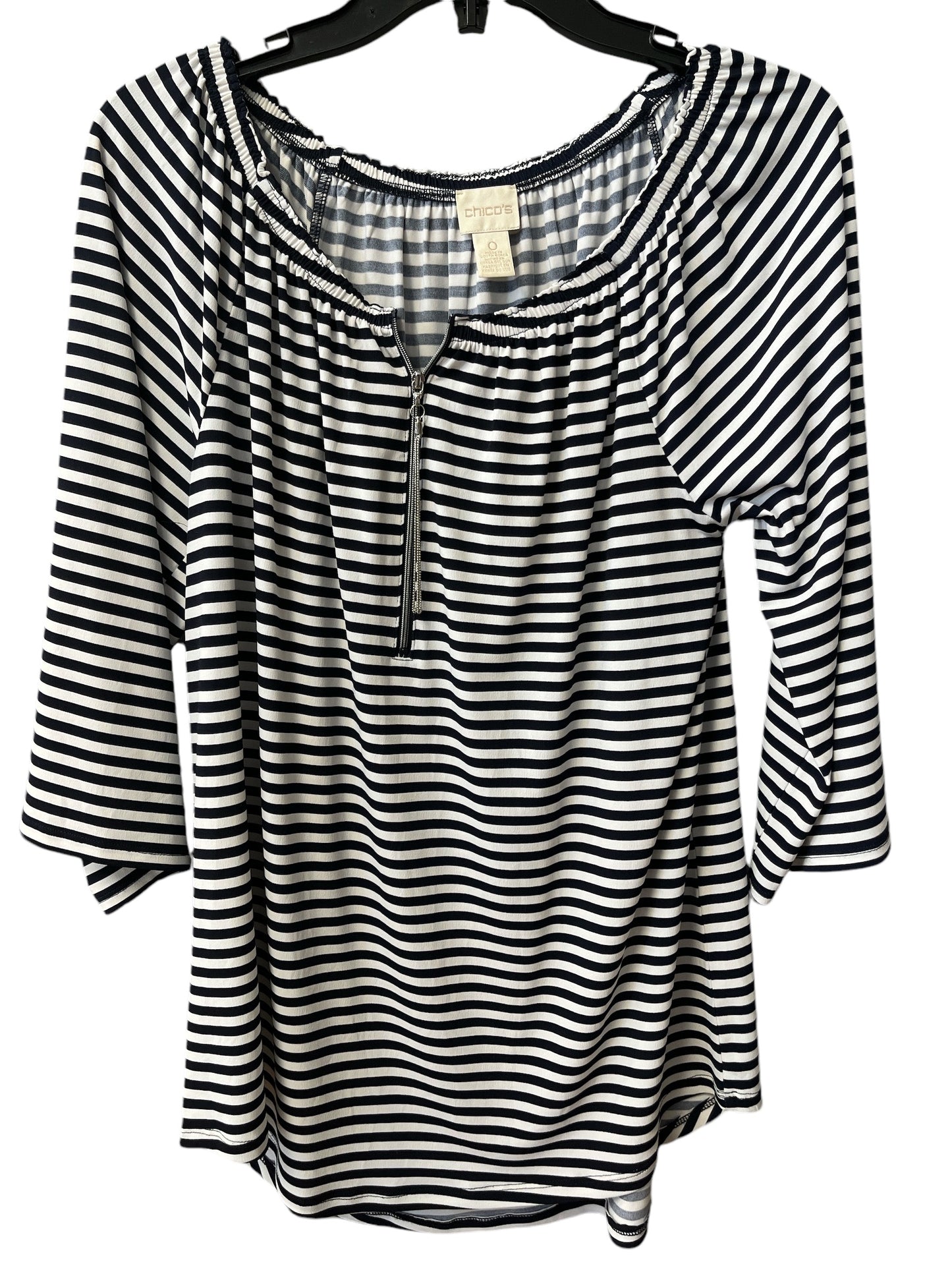 Top Long Sleeve By Chicos In Striped Pattern, Size: S