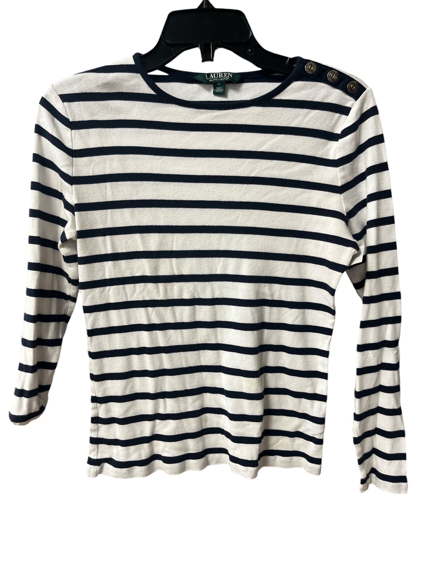 Top Long Sleeve By Lauren By Ralph Lauren In Striped Pattern, Size: M