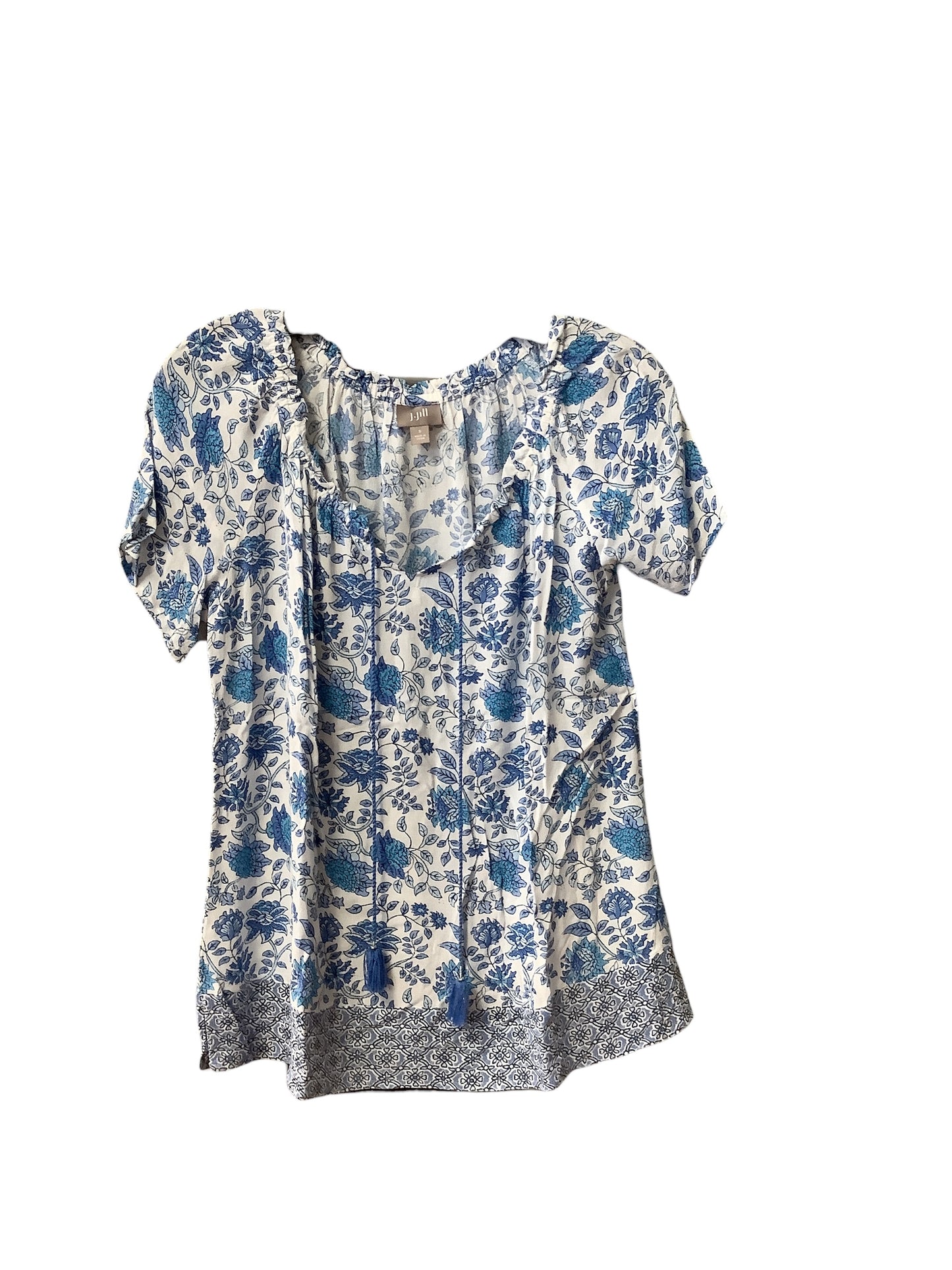 Blue & White Top Short Sleeve J. Jill, Size S