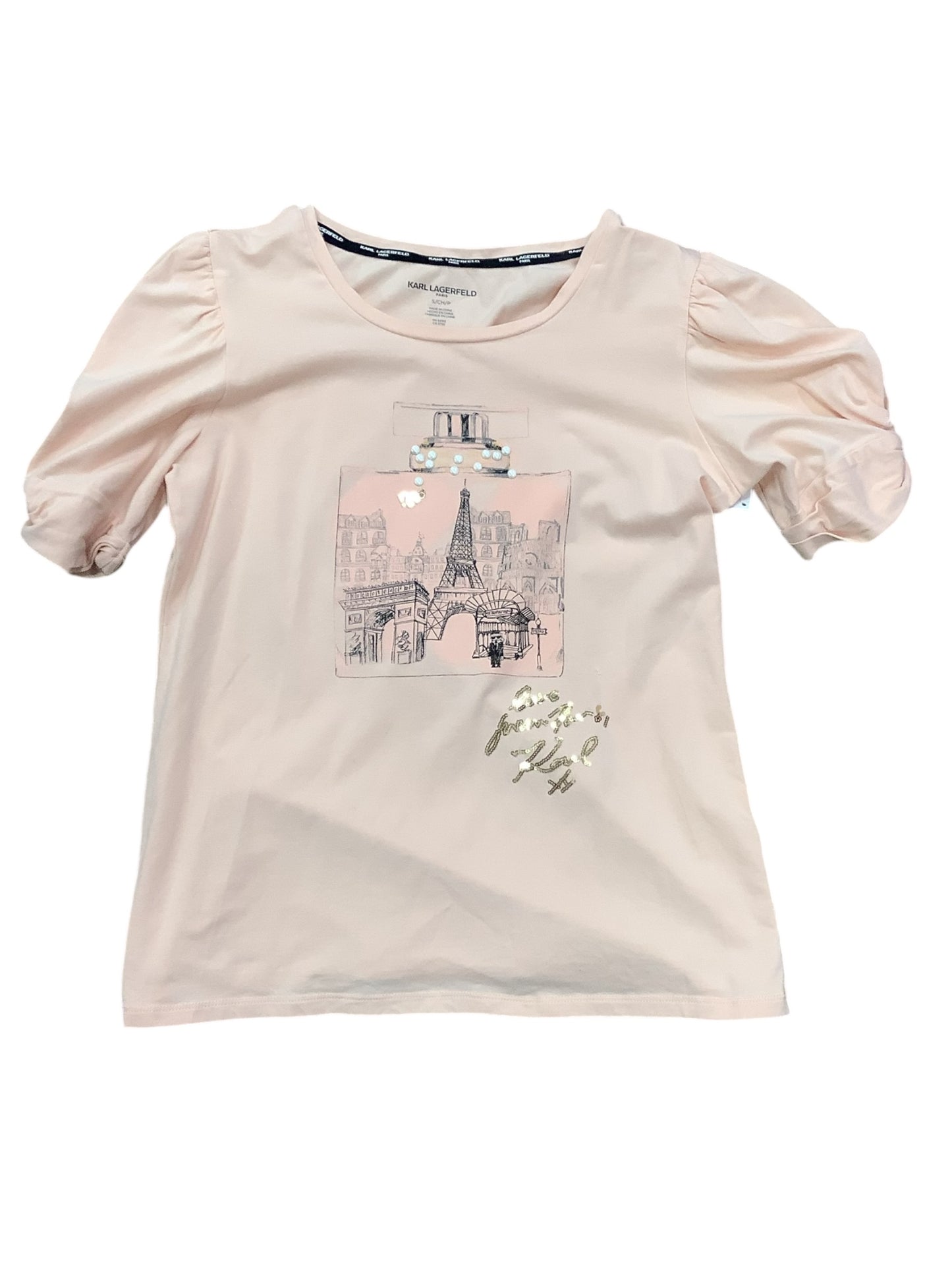 Top Short Sleeve By Karl Lagerfeld In Pink, Size: S