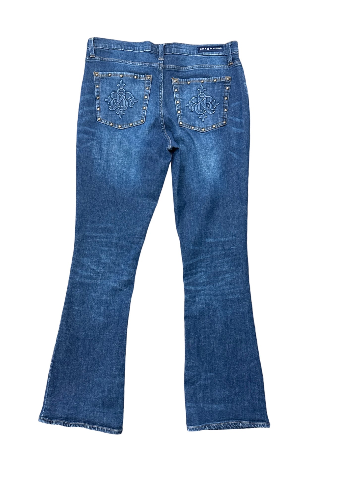 Jeans Flared By Rock And Republic In Blue Denim, Size: 16