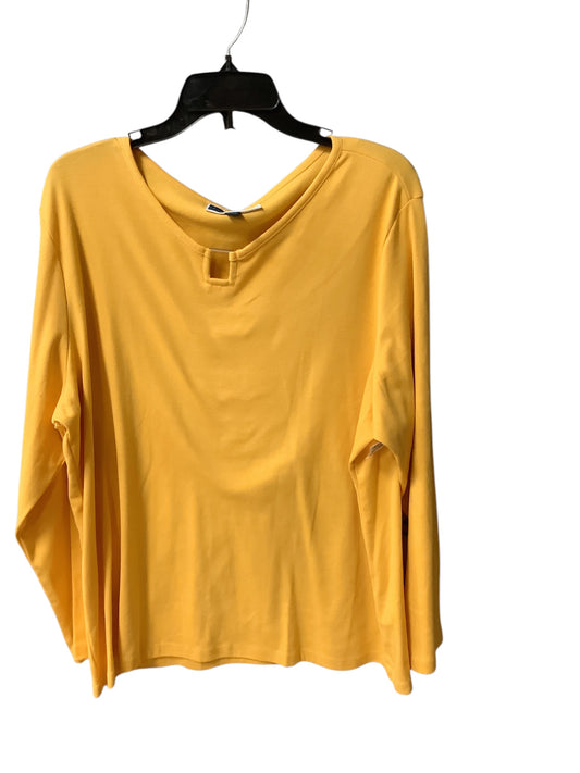 Top Long Sleeve Basic By Karen Scott In Yellow, Size: 2x