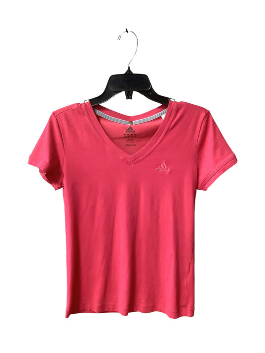 Athletic Top Short Sleeve By Adidas In Pink, Size: S