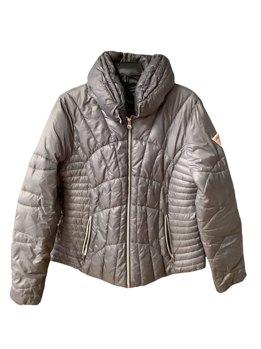 Jacket Puffer & Quilted By Guess In Grey, Size: L