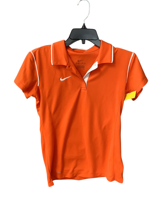 Athletic Top Short Sleeve By Nike In Orange, Size: S