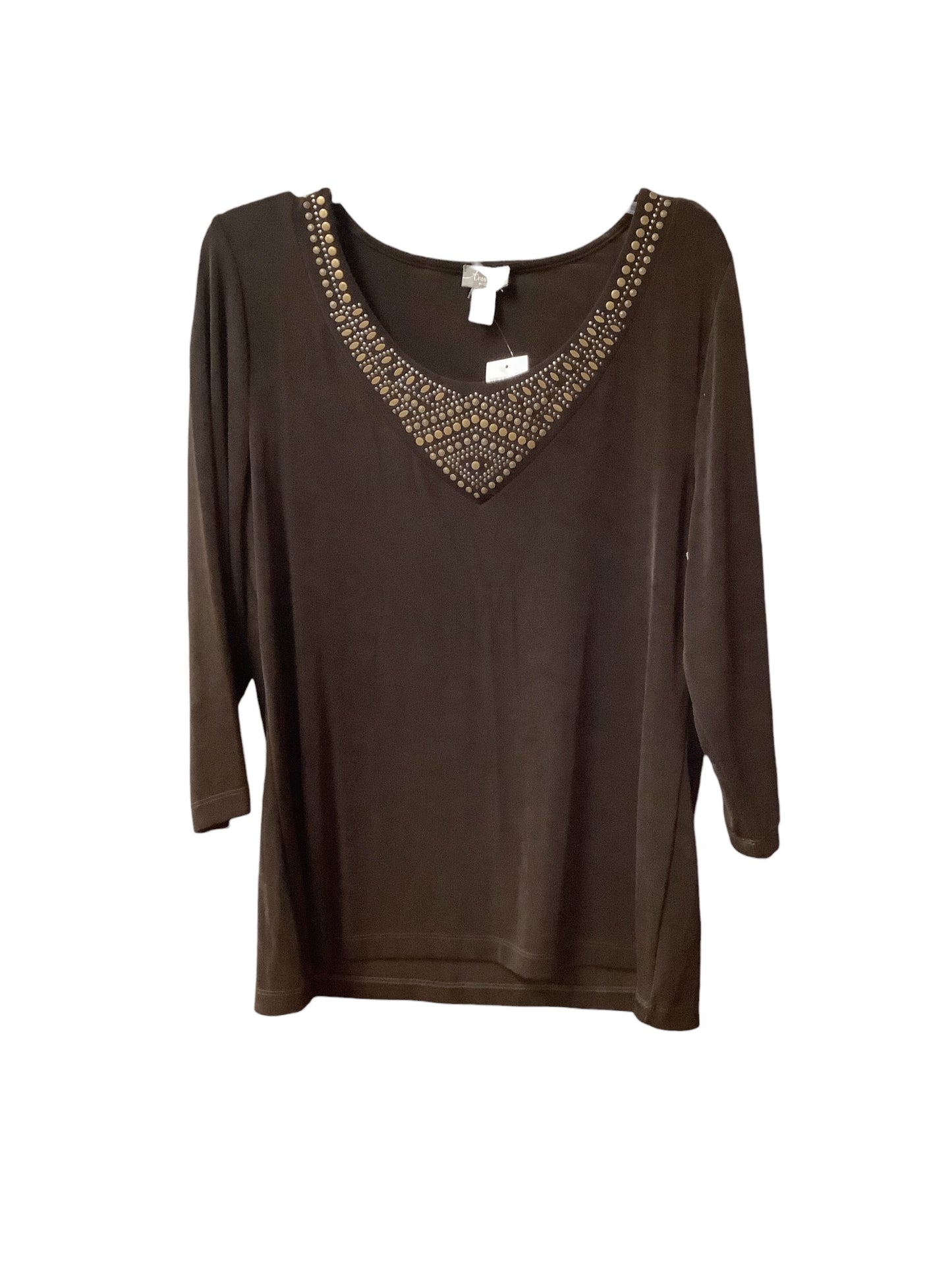 Top Long Sleeve By Chicos In Brown, Size: 14