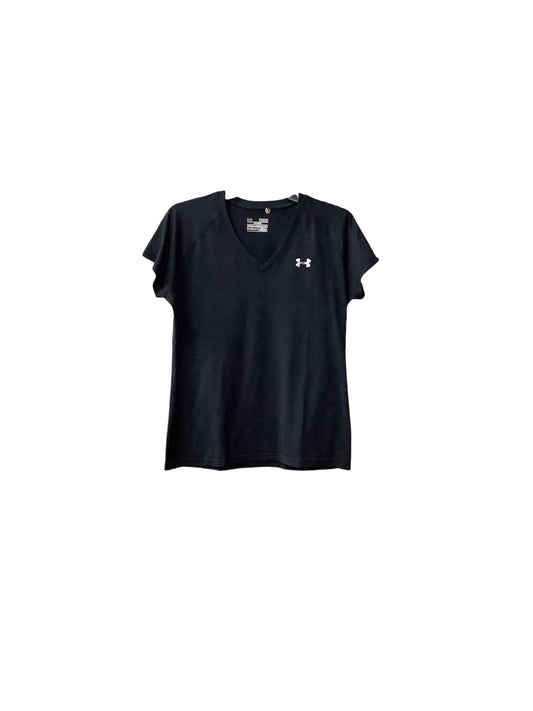 Athletic Top Short Sleeve By Under Armour In Black, Size: M