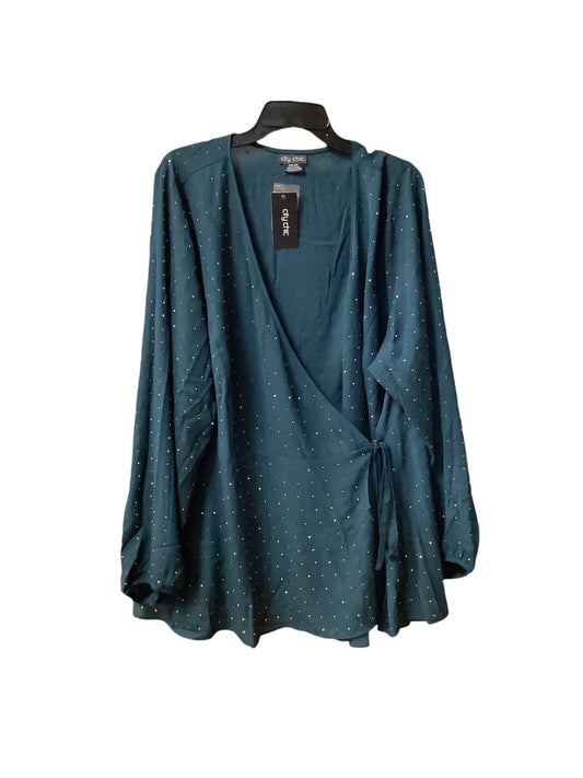 Top Long Sleeve By City Chic In Green, Size: Xxl