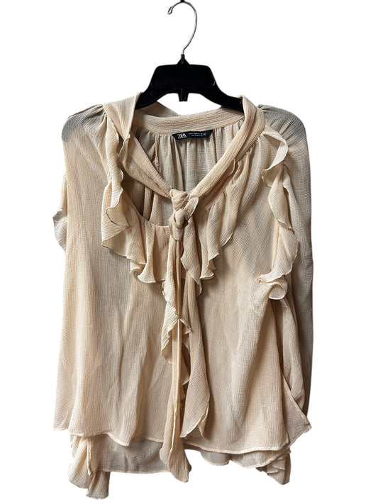 Top Long Sleeve By Zara In Beige, Size: M