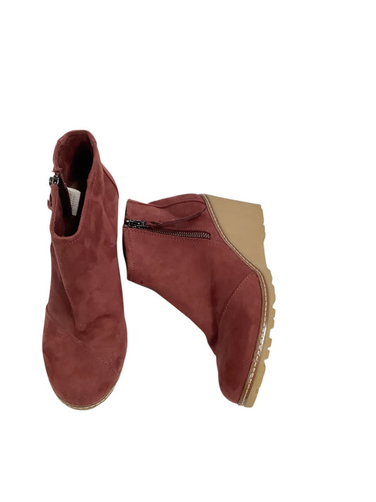 Boots Ankle Heels By Toms In Maroon, Size: 7.5