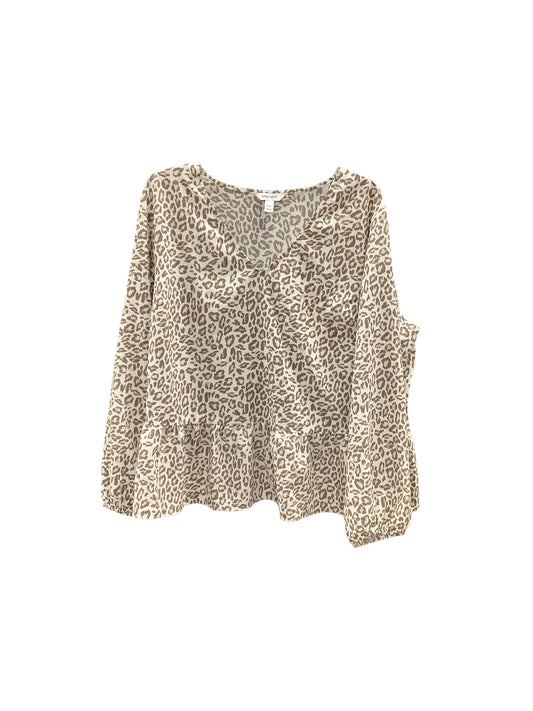 Top Long Sleeve By Nine West In Animal Print, Size: 2x