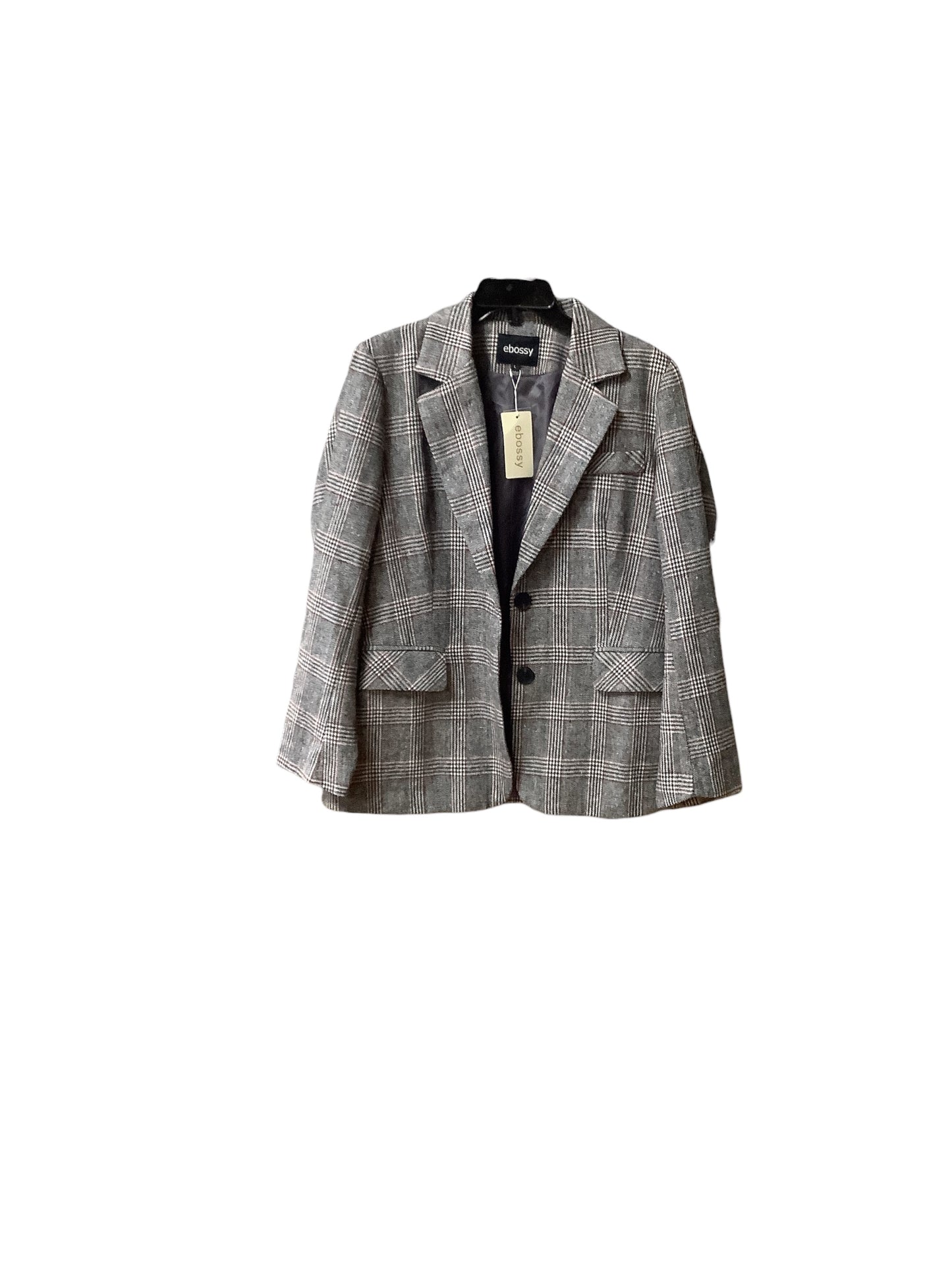 Blazer By Clothes Mentor In Plaid Pattern, Size: L