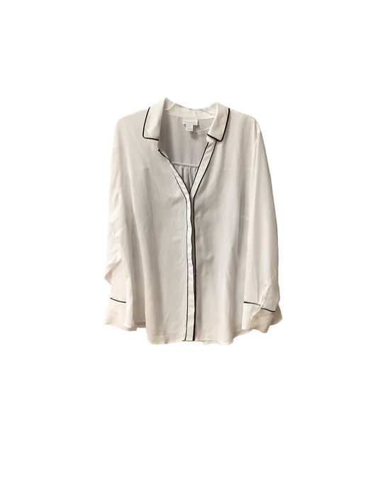 Top Long Sleeve By Liz Claiborne In White, Size: 2x