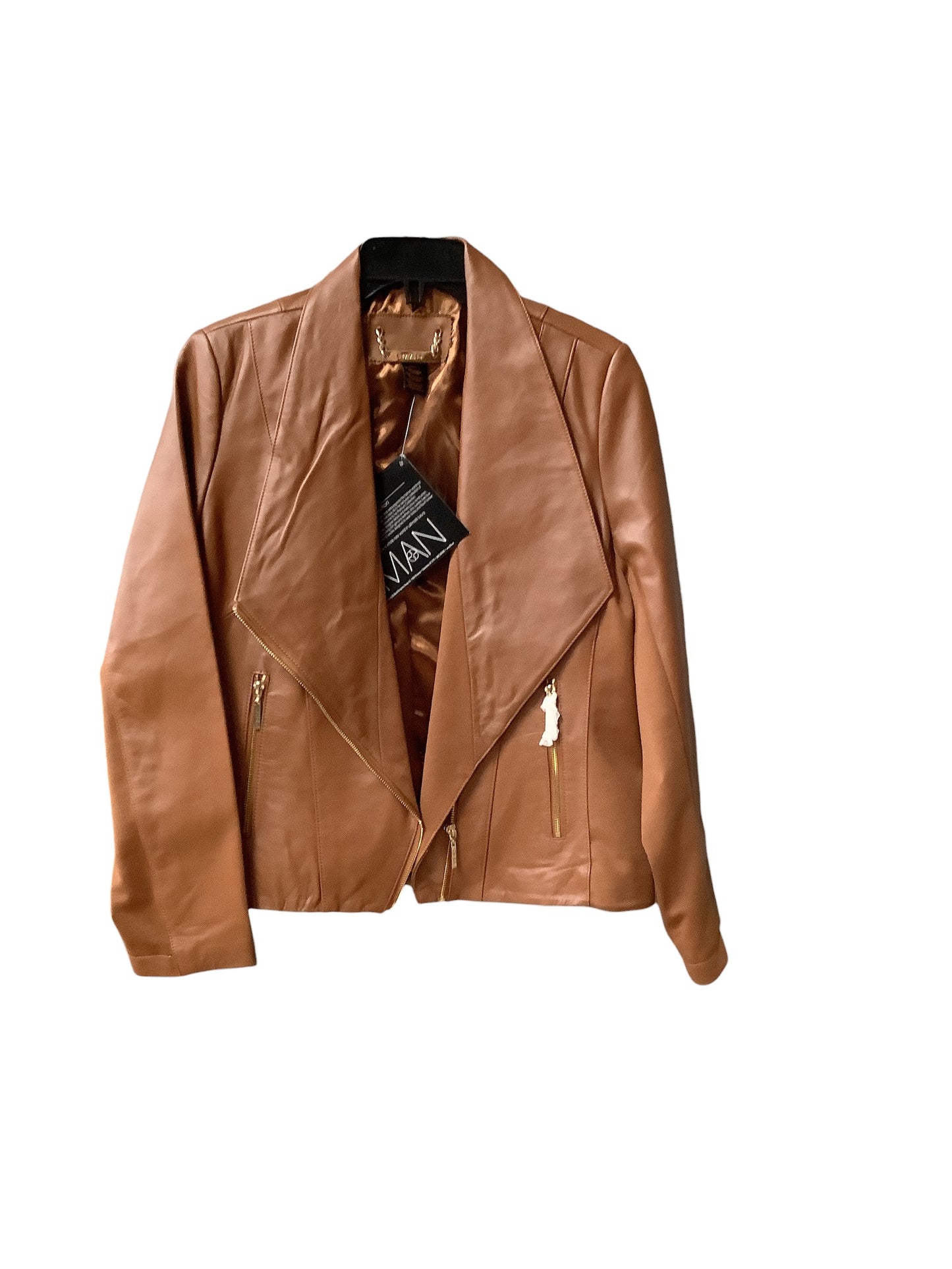 Jacket Moto By Iman Hsn In Tan, Size: L